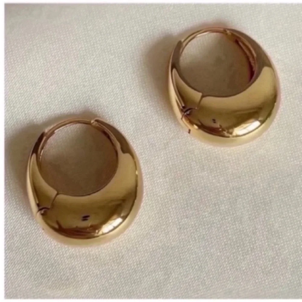 New! Mallory Gold French Huggie Earrings (1080) - Picture 3 of 3